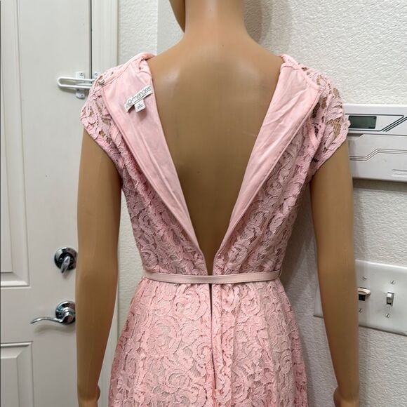 Eva Mendes New York Co Pink Lace A Line Flutter Short Sleeve Midi Dress Sz 4 - Picture 8 of 17